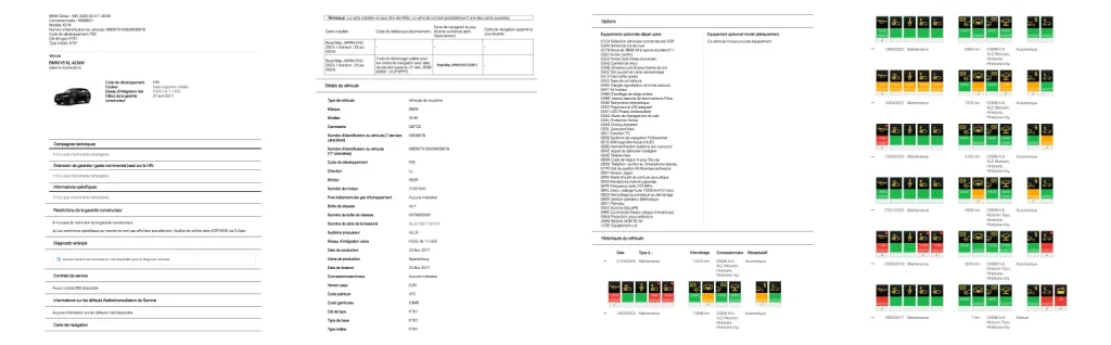 Détail rapport PDF BMW X5M en exemple